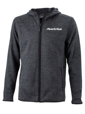 Herren Knitted Fleece Hoodie Schwarz